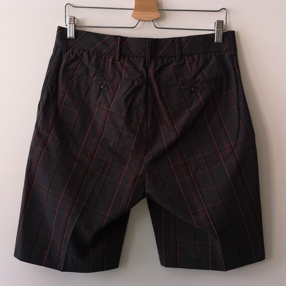 Men's NWOT Pilatti Uomo Golf Shorts Size 32 Gray & Red Plaid 100% Cotton - Picture 4 of 7